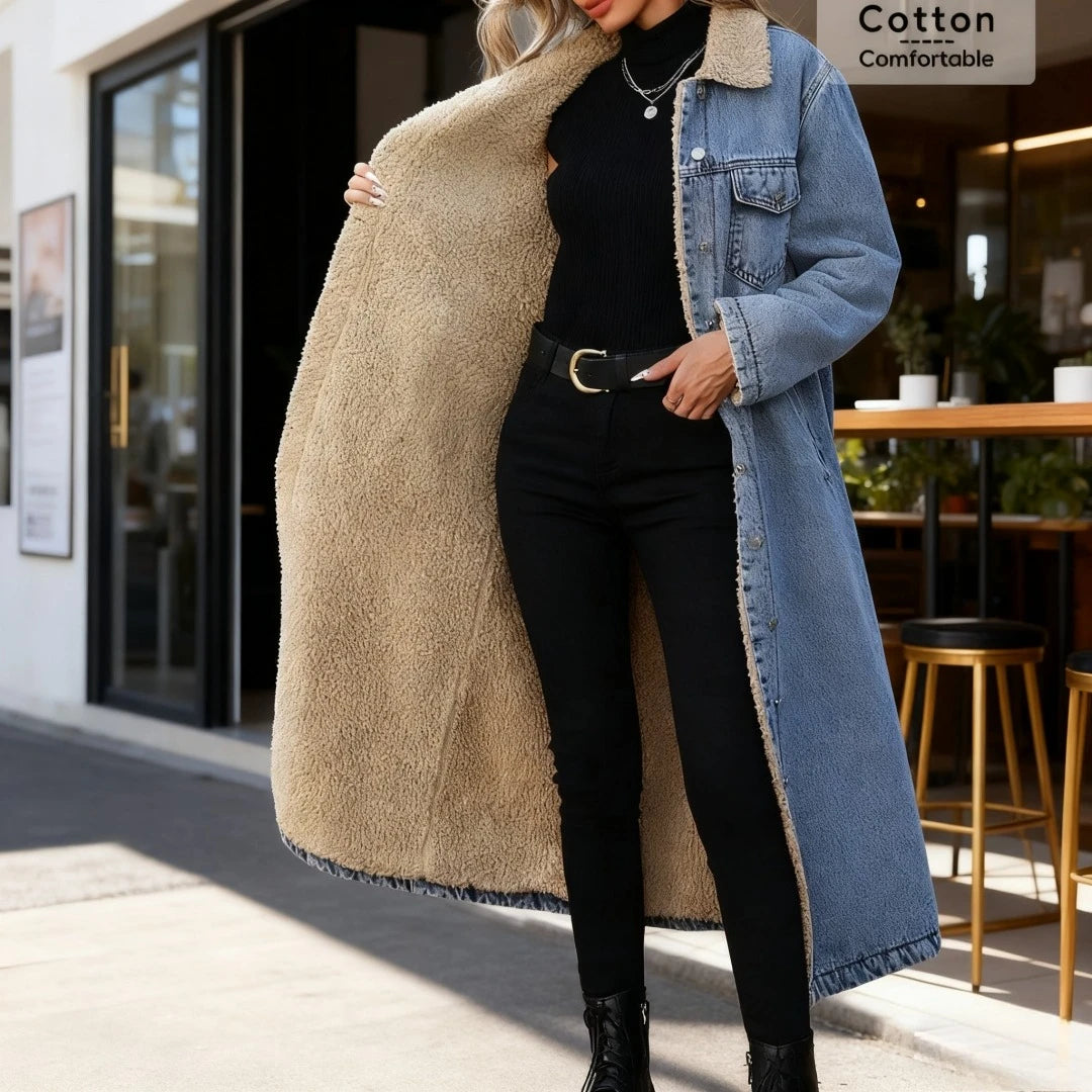 Women’s Long Faux Fur Coat – Slim Fit Warm Autumn/Winter Outerwear