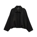 Women’s Vintage Cropped Zip Jacket – Minimal Autumn/Winter Essential