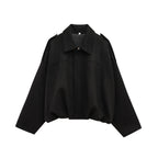 Women’s Vintage Cropped Zip Jacket – Minimal Autumn/Winter Essential