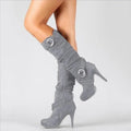 Women’s Knee-High Suede Boots – Pointed Toe Stiletto Heels