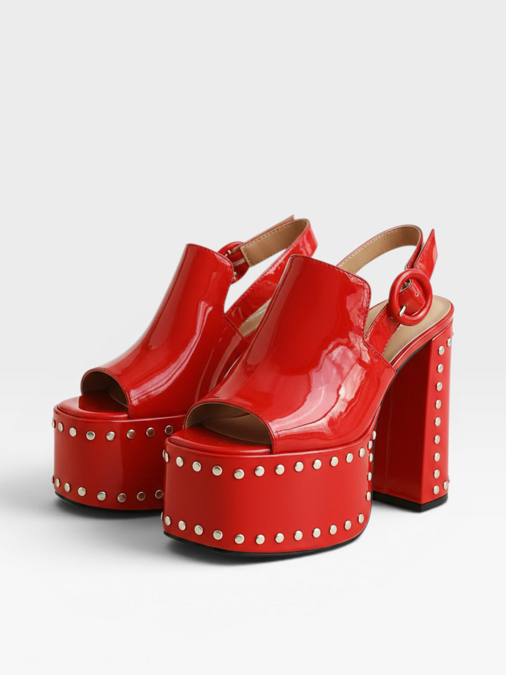 Women’s Patent Platform Sandals – Square Heel Party Heels | Elegant Statement Style