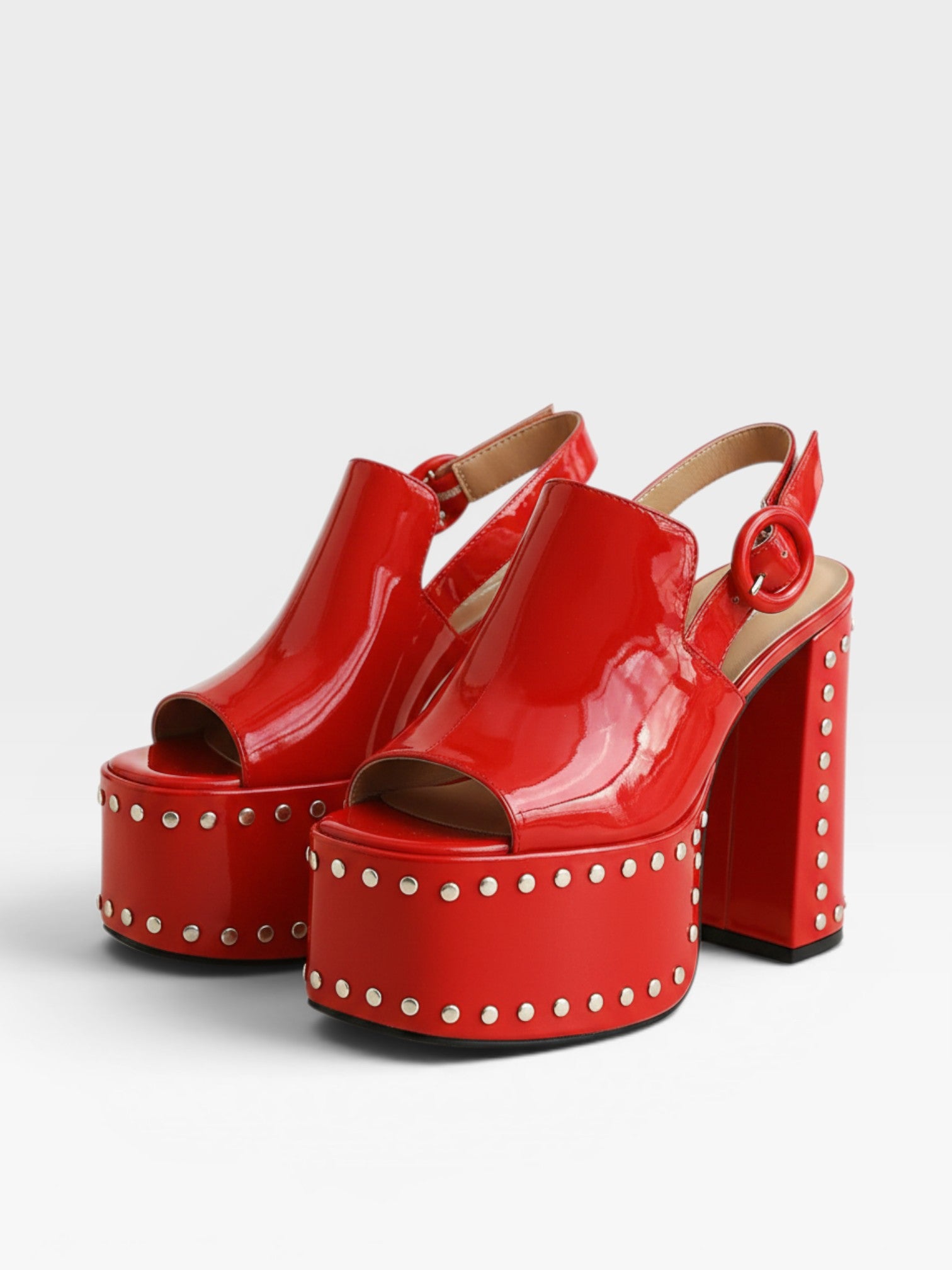 Women’s Patent Platform Sandals – Square Heel Party Heels | Elegant Statement Style
