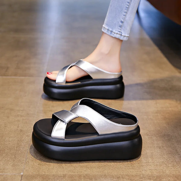 Women’s Casual Platform Slide Slippers – Comfortable Summer Outdoor Sandals