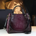Genuine Leather Crocodile Print Bucket Tote – Vintage Shoulder & Crossbody Bag