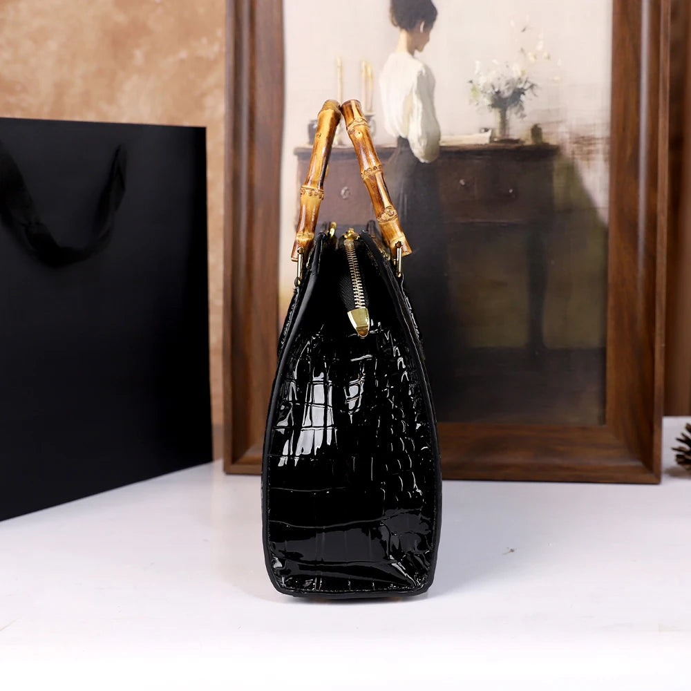 Women’s Animal Print Structured Tote Bag – Hard PU Handbag