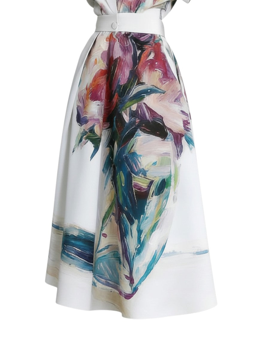 Printed A-Line Midi Dress – Loose Fit Collared Summer Dress