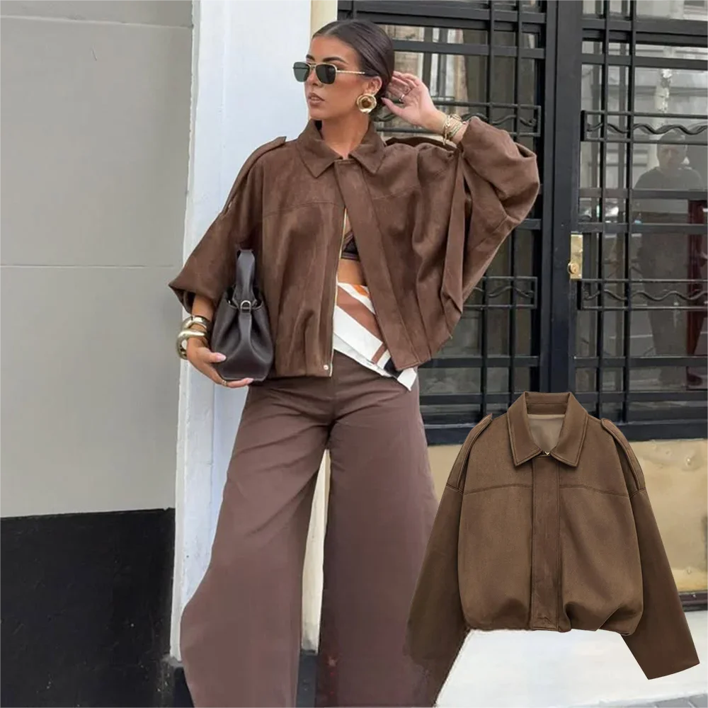 Women’s Vintage Cropped Zip Jacket – Minimal Autumn/Winter Essential