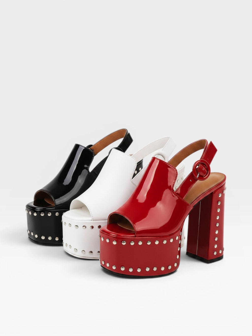 Women’s Patent Platform Sandals – Square Heel Party Heels | Elegant Statement Style