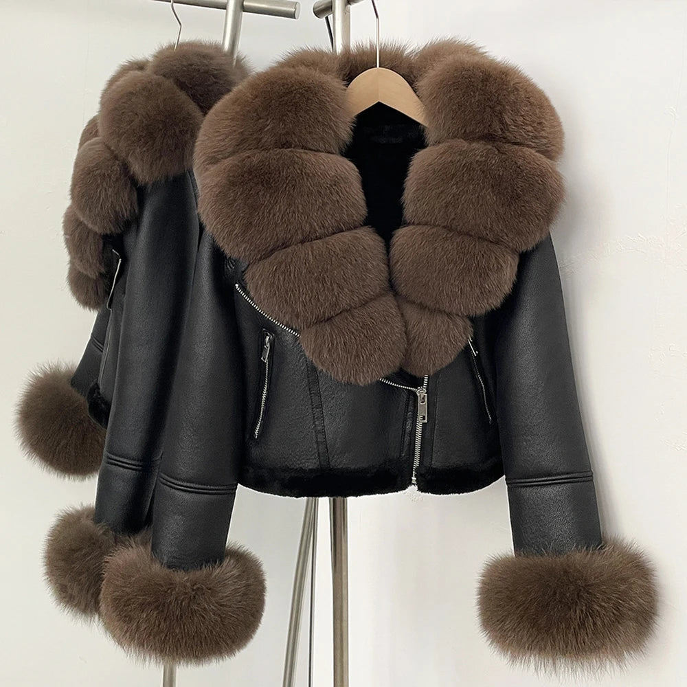 Women’s Cropped Real Fur Coat – Wide-Waisted High-Street Winter Statement