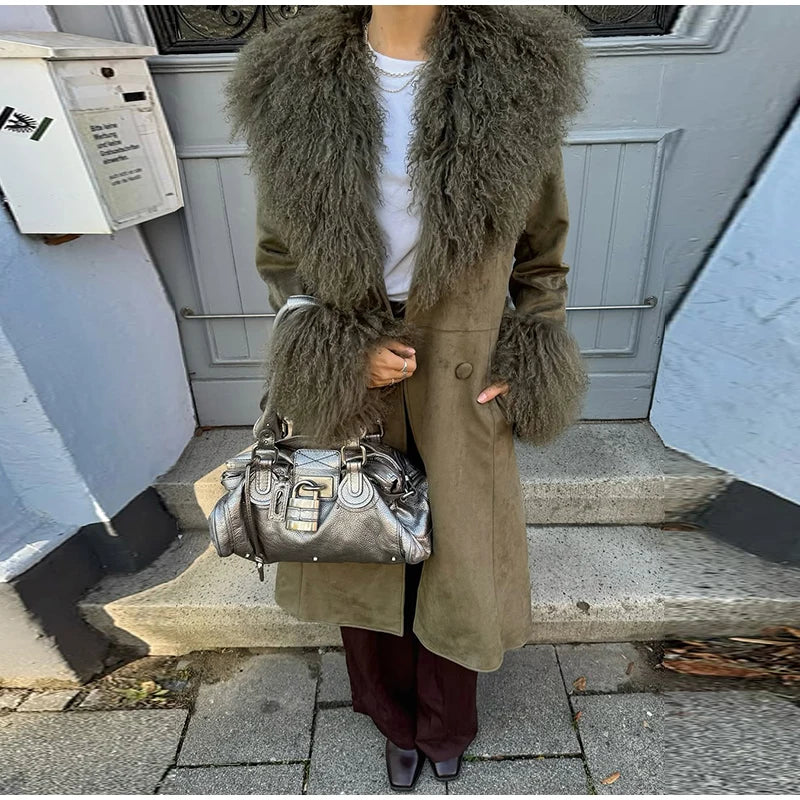 Women’s Double-Breasted Long Coat – Vintage-Inspired Autumn/Winter Outerwear