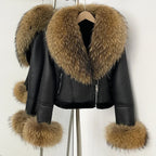 Women’s Cropped Real Fur Coat – Wide-Waisted High-Street Winter Statement