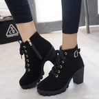 Women’s Pointed Toe Ankle Boots – High Square Heel