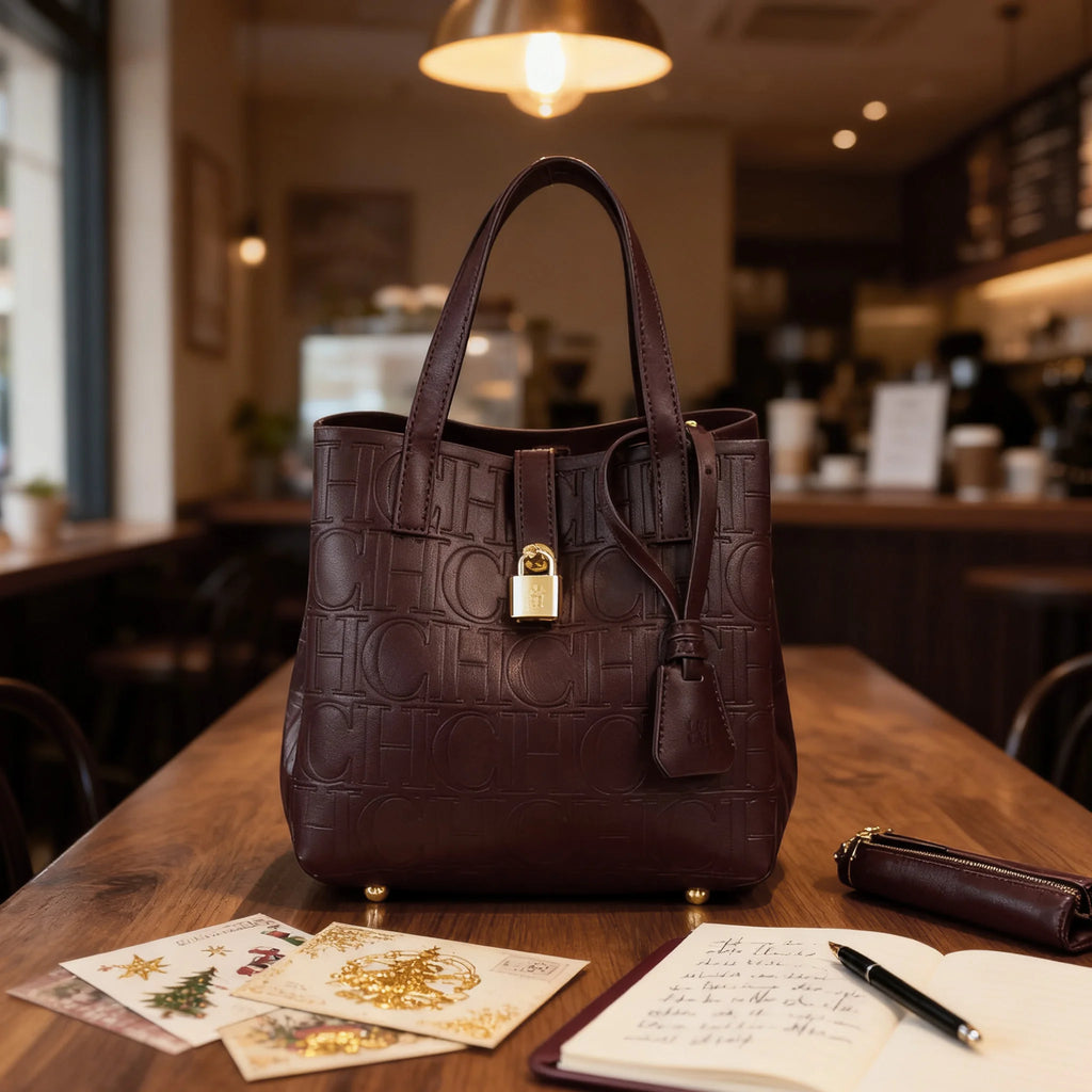 Embossed Crossbody Tote Bag – Letter Sequined Design