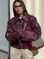 Women’s Vintage-Inspired Streetwear Jacket – Zip-Up Autumn/Winter Outerwear