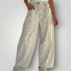 Women’s Barrel Jeans – Loose Fit Dot Print Wide-Leg Denim