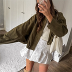 Women’s Vintage Cropped Zip Jacket – Minimal Autumn/Winter Essential