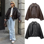 Women’s American Retro Patchwork Bomber Jacket – Vintage Zip-Up Outerwear