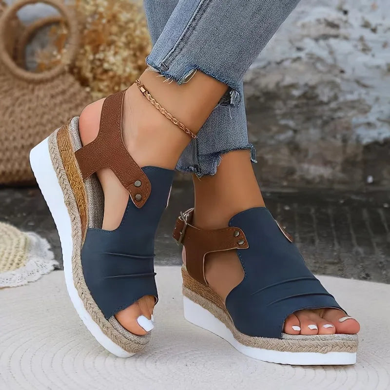 Casual Wedge Sandals – Slip-On Back Strap