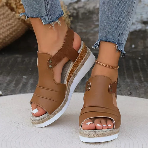 Casual Wedge Sandals – Slip-On Back Strap