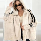 Women’s Batwing Sleeve Hooded Jacket – Zipper Closure