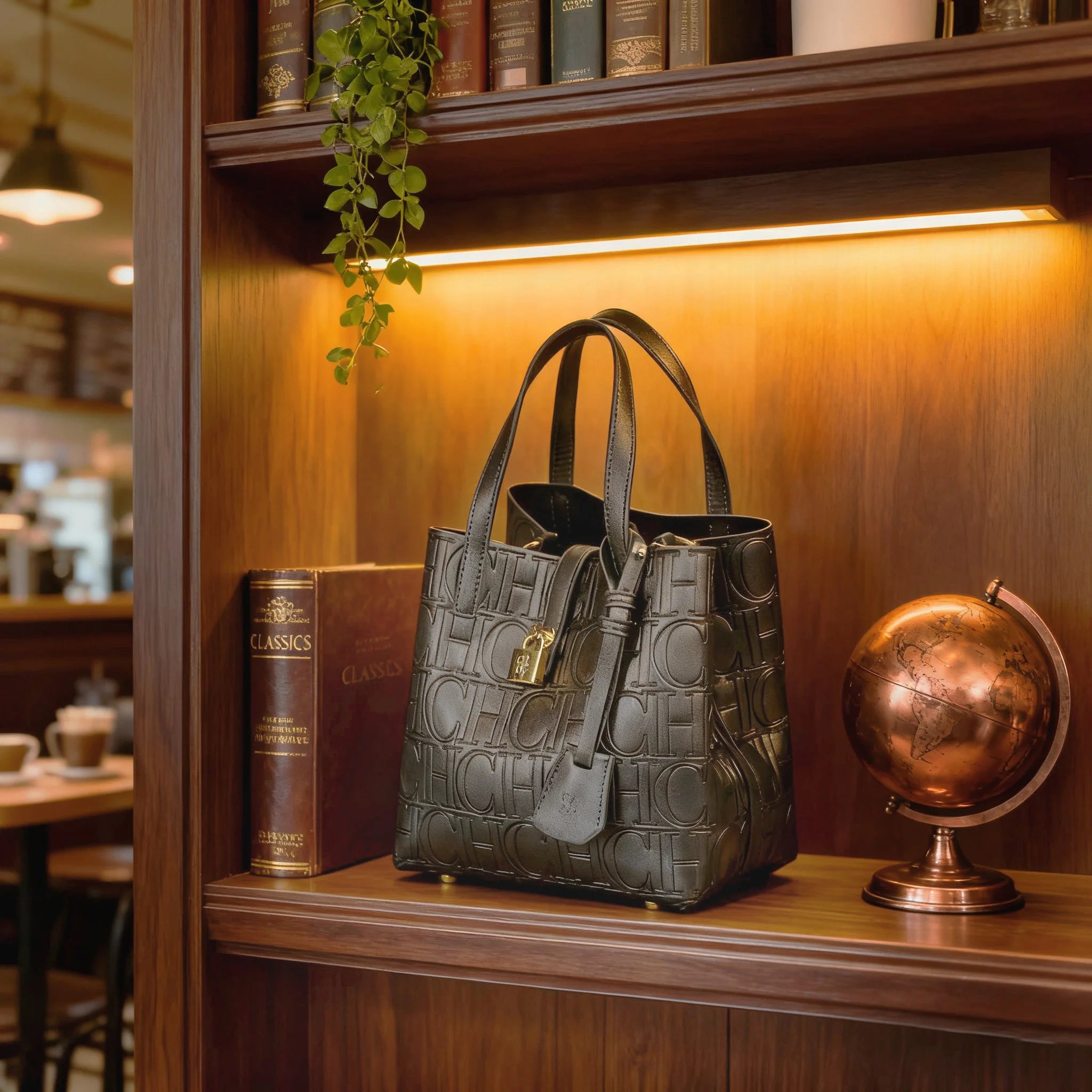 Embossed Crossbody Tote Bag – Letter Sequined Design