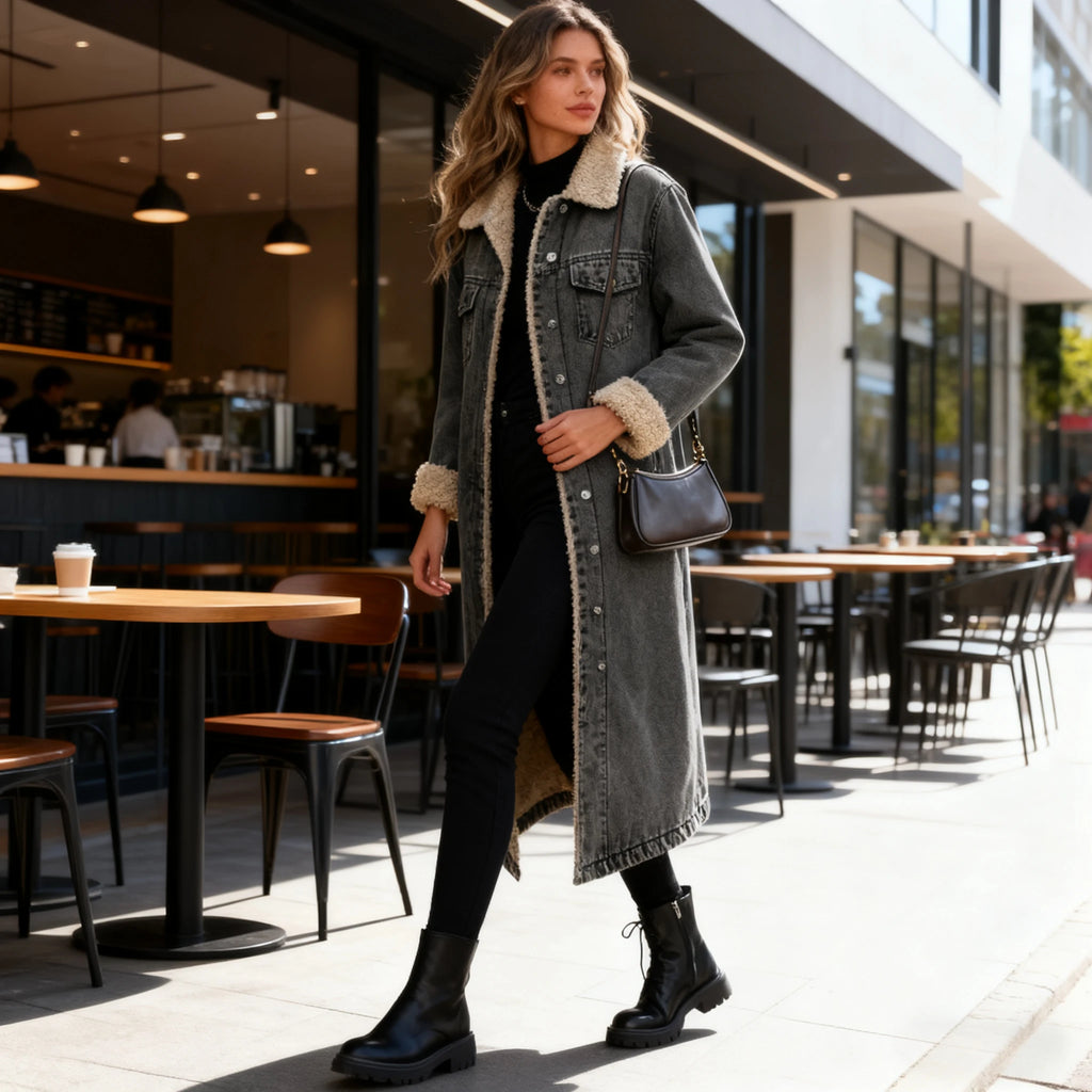 Women’s Long Faux Fur Coat – Slim Fit Warm Autumn/Winter Outerwear
