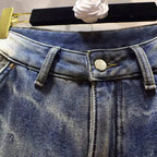 Women’s High-Street Straight-Leg Jeans – Vintage Wash Mid-Waist Denim