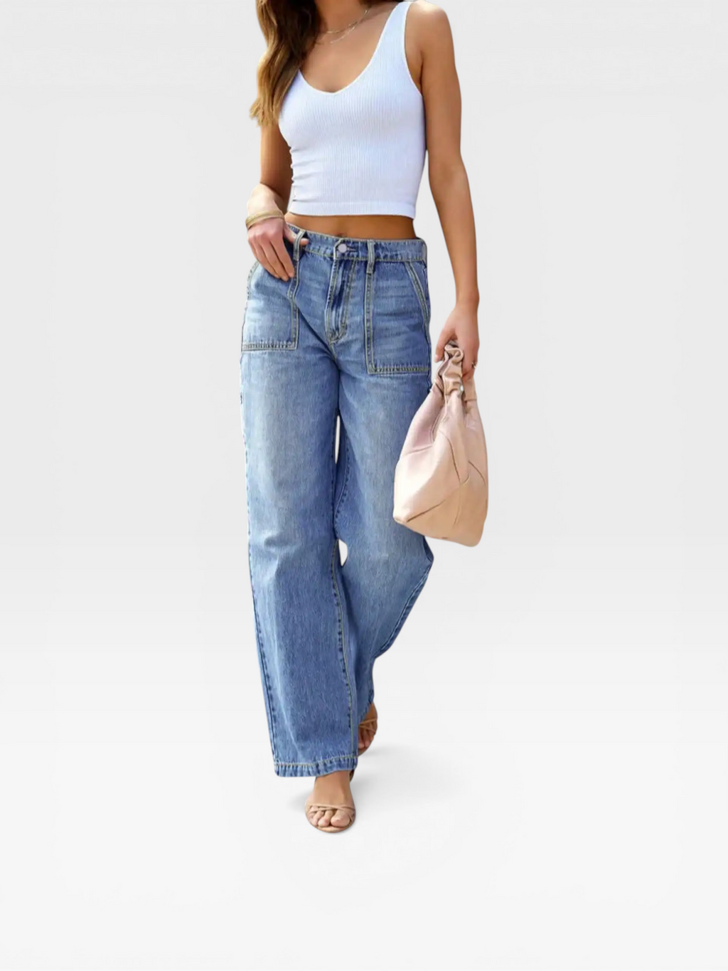 Women’s Straight Leg Jeans – Mid Rise Stretch Denim | Everyday Casual Essential