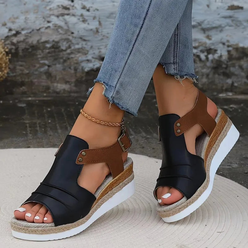 Casual Wedge Sandals – Slip-On Back Strap
