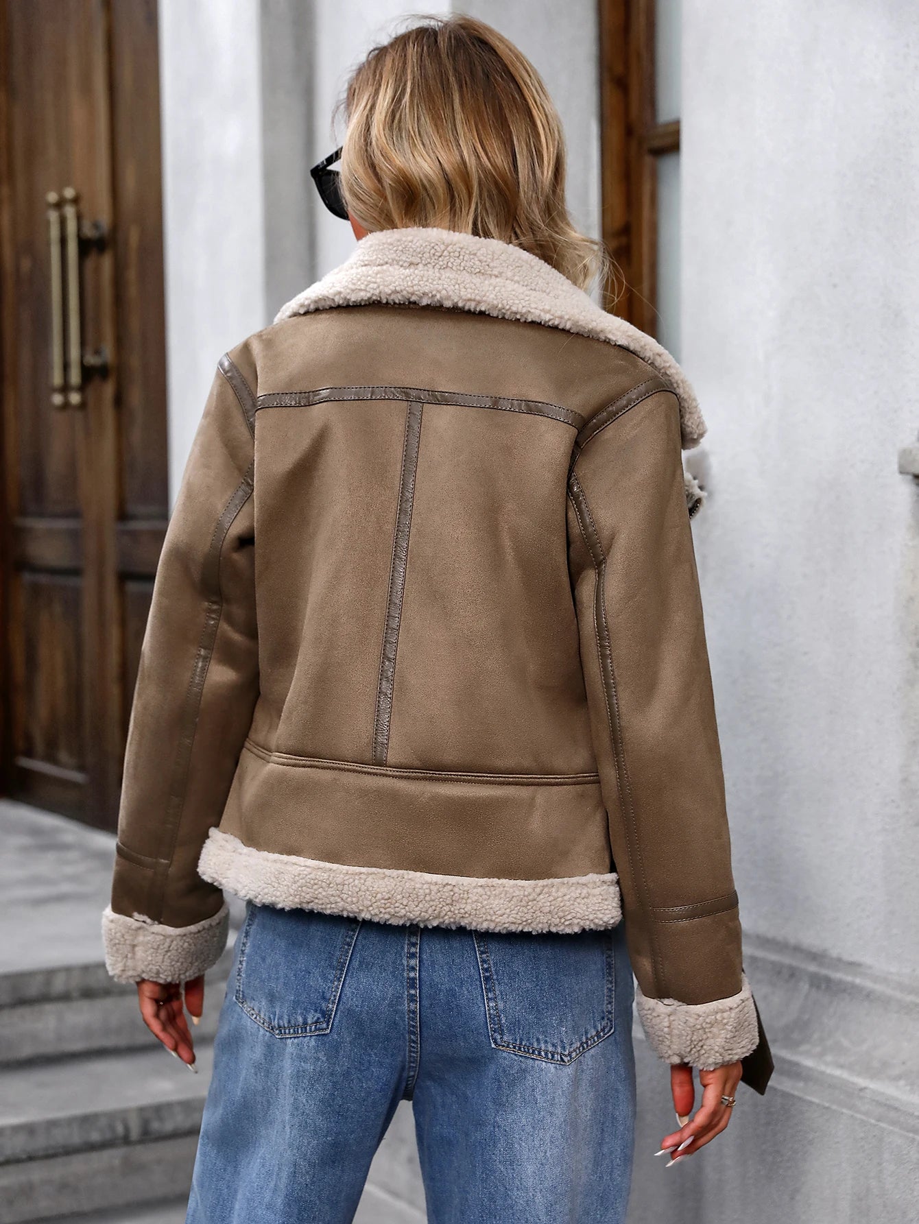 Women’s Faux Leather Jacket – Casual Zip-Up Outerwear for Autumn & Winter