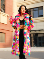 Women’s Long Faux Fur Coat – Wide-Waisted Warm Autumn/Winter Outerwear