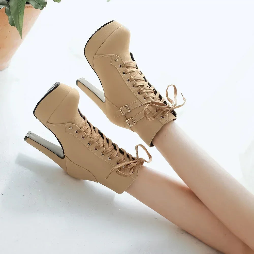 Women’s Retro Ankle Boots – Round Toe Thin Heel Winter Style