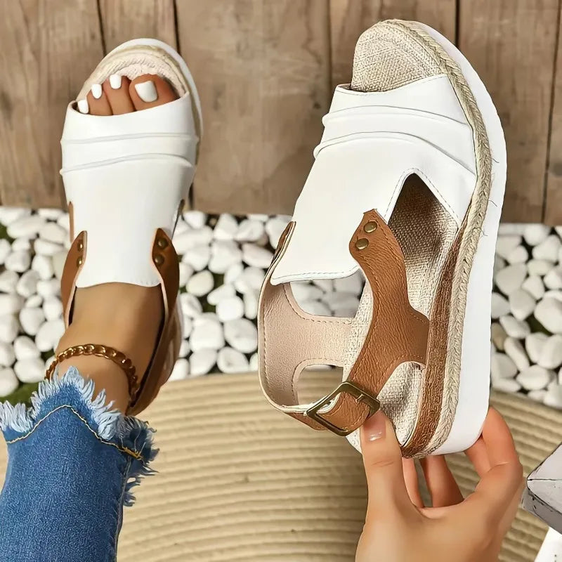 Casual Wedge Sandals – Slip-On Back Strap