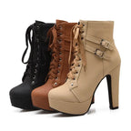 Women’s Retro Ankle Boots – Round Toe Thin Heel Winter Style