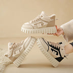 Women’s Winter Fur Lace-Up Shoes – Cozy Plush Comfort Sneakers