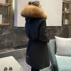 Women’s Hooded Winter Coat with Adjustable Waist – Wool Lined