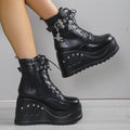 Women's Platform Wedge Ankle Boots – Lace-Up Winter Street Style