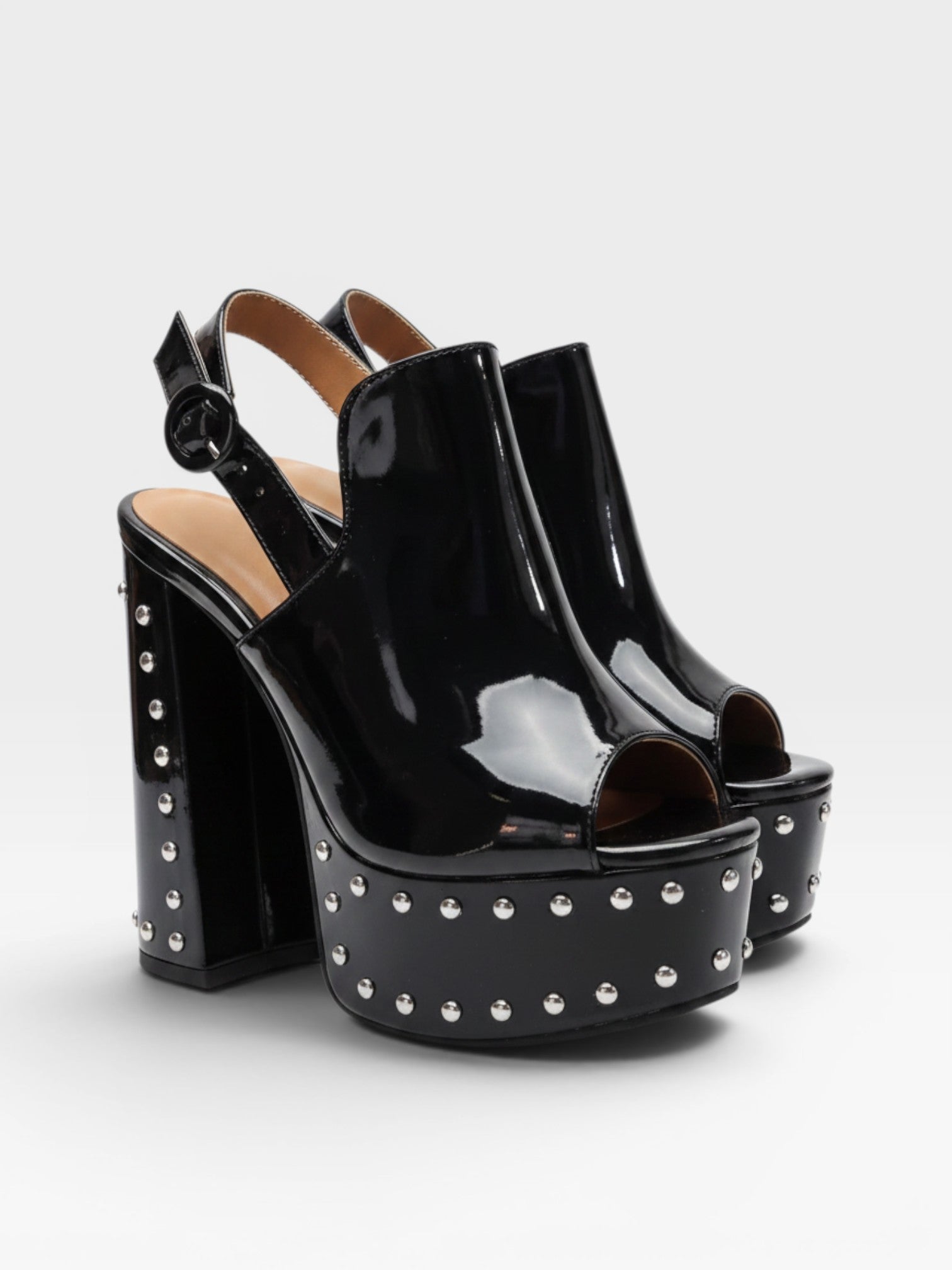 Women’s Patent Platform Sandals – Square Heel Party Heels | Elegant Statement Style