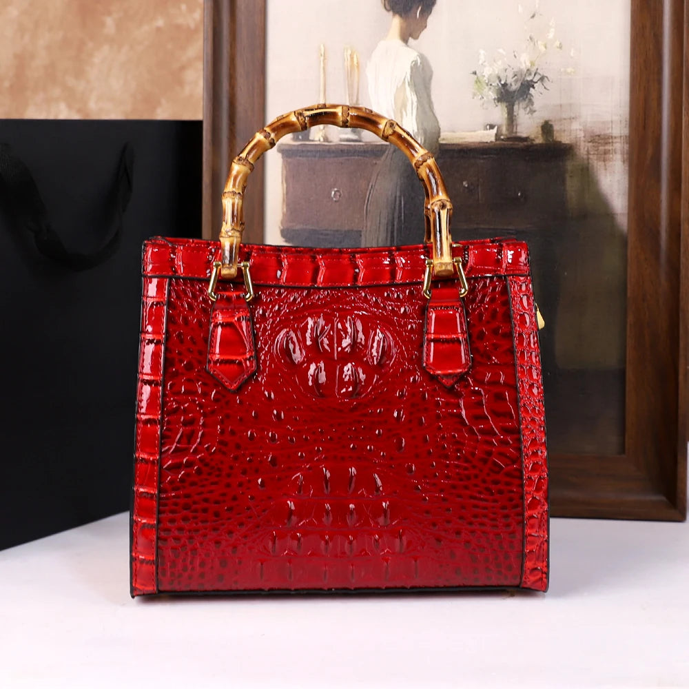 Women’s Animal Print Structured Tote Bag – Hard PU Handbag