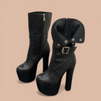 Women’s Platform Ankle Boots – High Heel Square Toe Bohemian Style