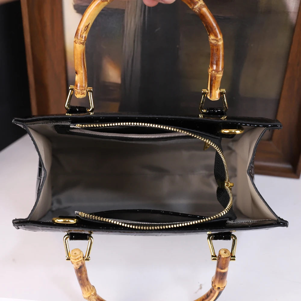 Women’s Animal Print Structured Tote Bag – Hard PU Handbag