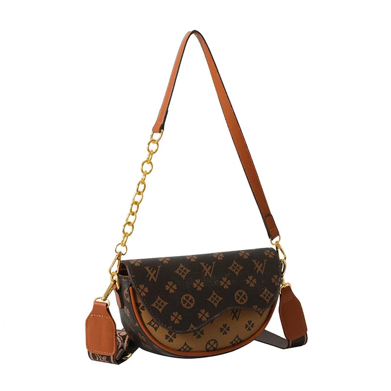 Women’s Square Saddle Shoulder Bag – Printed PU Crossbody