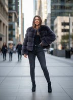 Women’s Genuine Fox Fur Jacket – Luxury Winter Coat | Elegant Office Style