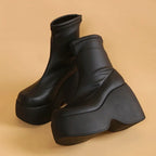 Platform Wedge Ankle Boots – Stretch Shaft