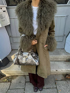 Women’s Double-Breasted Long Coat – Vintage-Inspired Autumn/Winter Outerwear