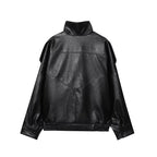 Women’s Faux Leather Streetwear Jacket – Zip-Up Autumn/Winter Outerwear