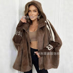 Women’s Batwing Sleeve Hooded Jacket – Zipper Closure