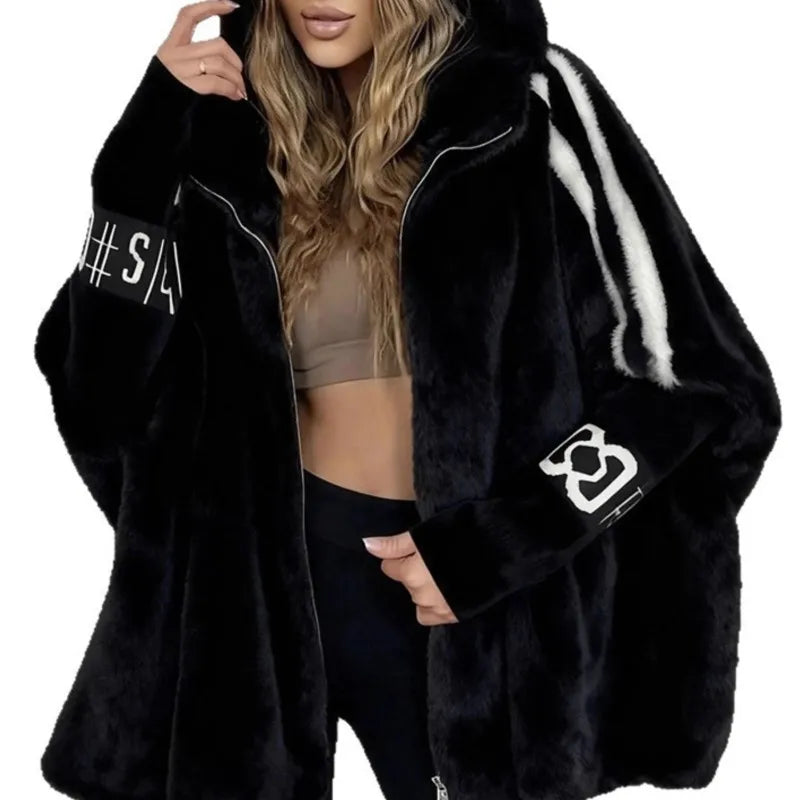 Women’s Batwing Sleeve Hooded Jacket – Zipper Closure
