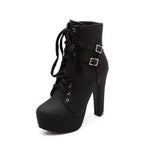 Women’s Retro Ankle Boots – Round Toe Thin Heel Winter Style