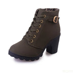 Women’s Pointed Toe Ankle Boots – High Square Heel